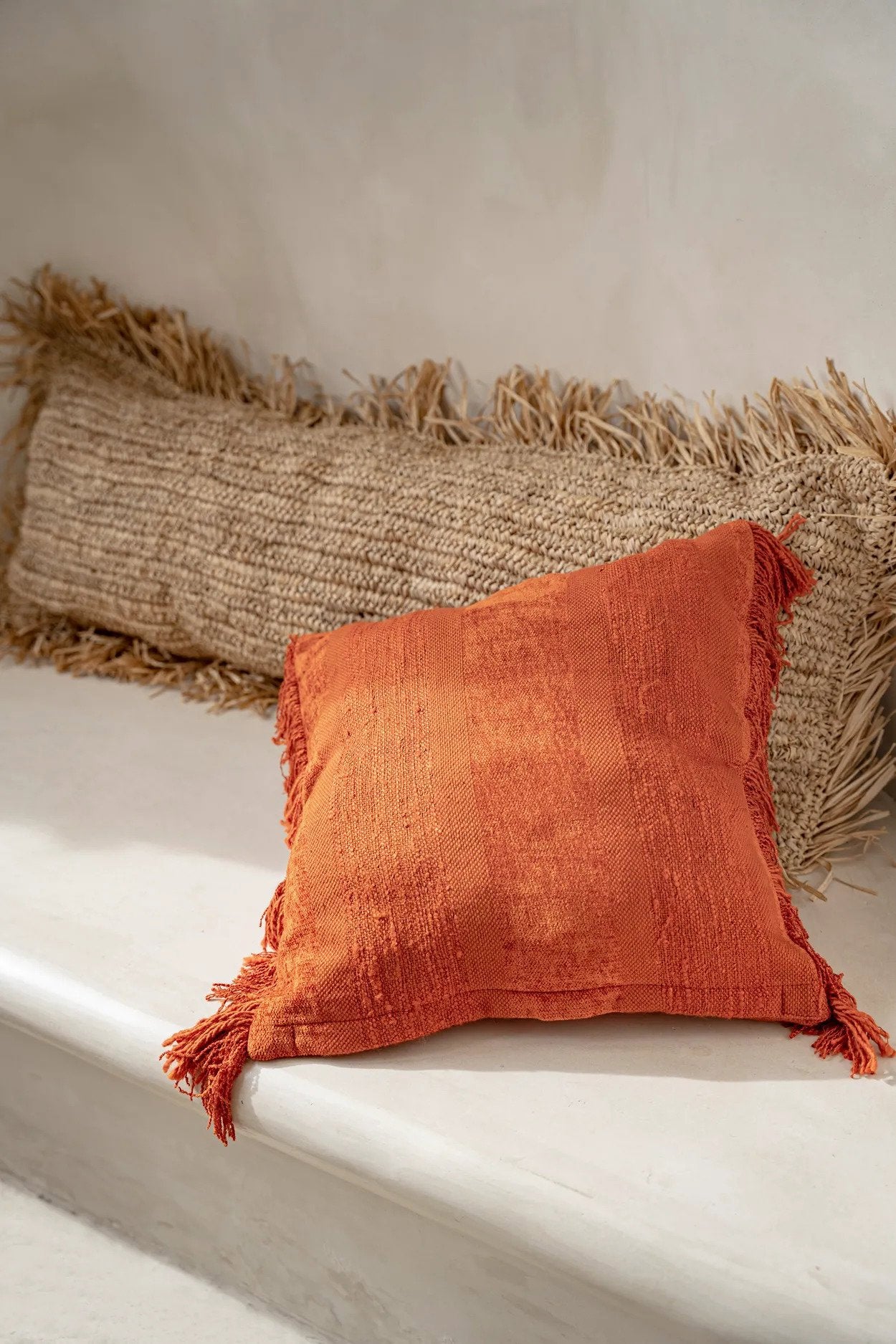 The Raffia Cushion Cover Rectangular - Natural - 35x100