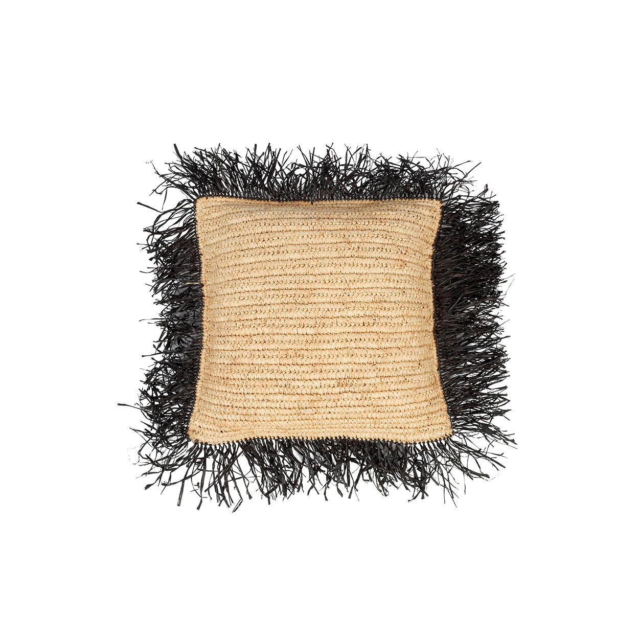 The Raffia Cushion Cover Square - Natural Black - 40x40