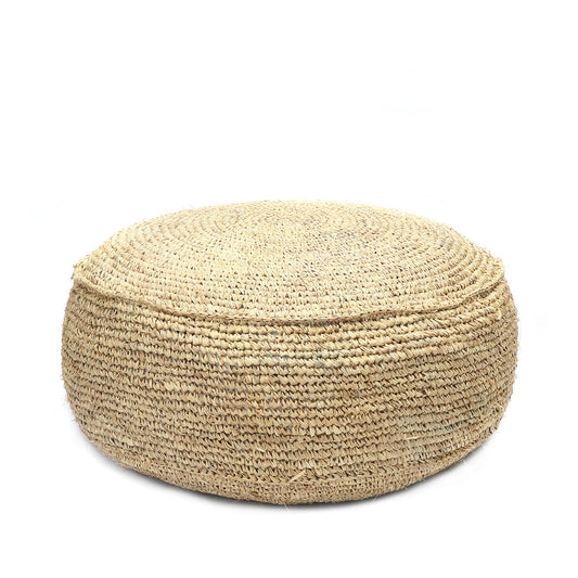 The Raffia Flowers Pouf - Natural