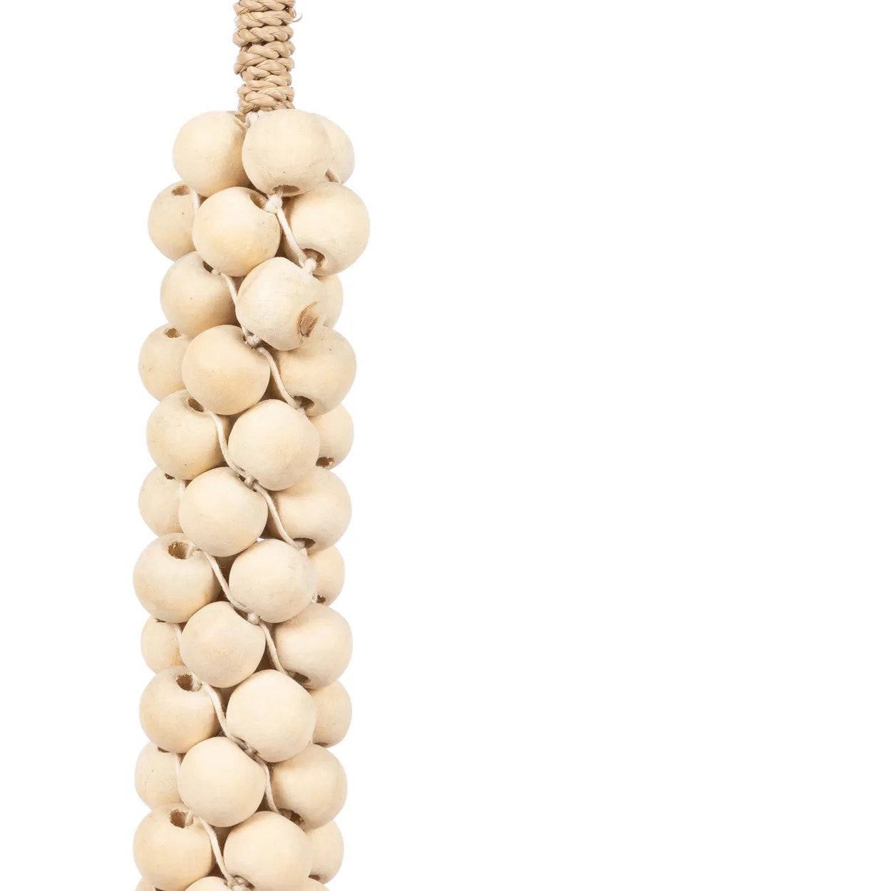 Les perles en bois avec pompon en coton - Blanc naturel