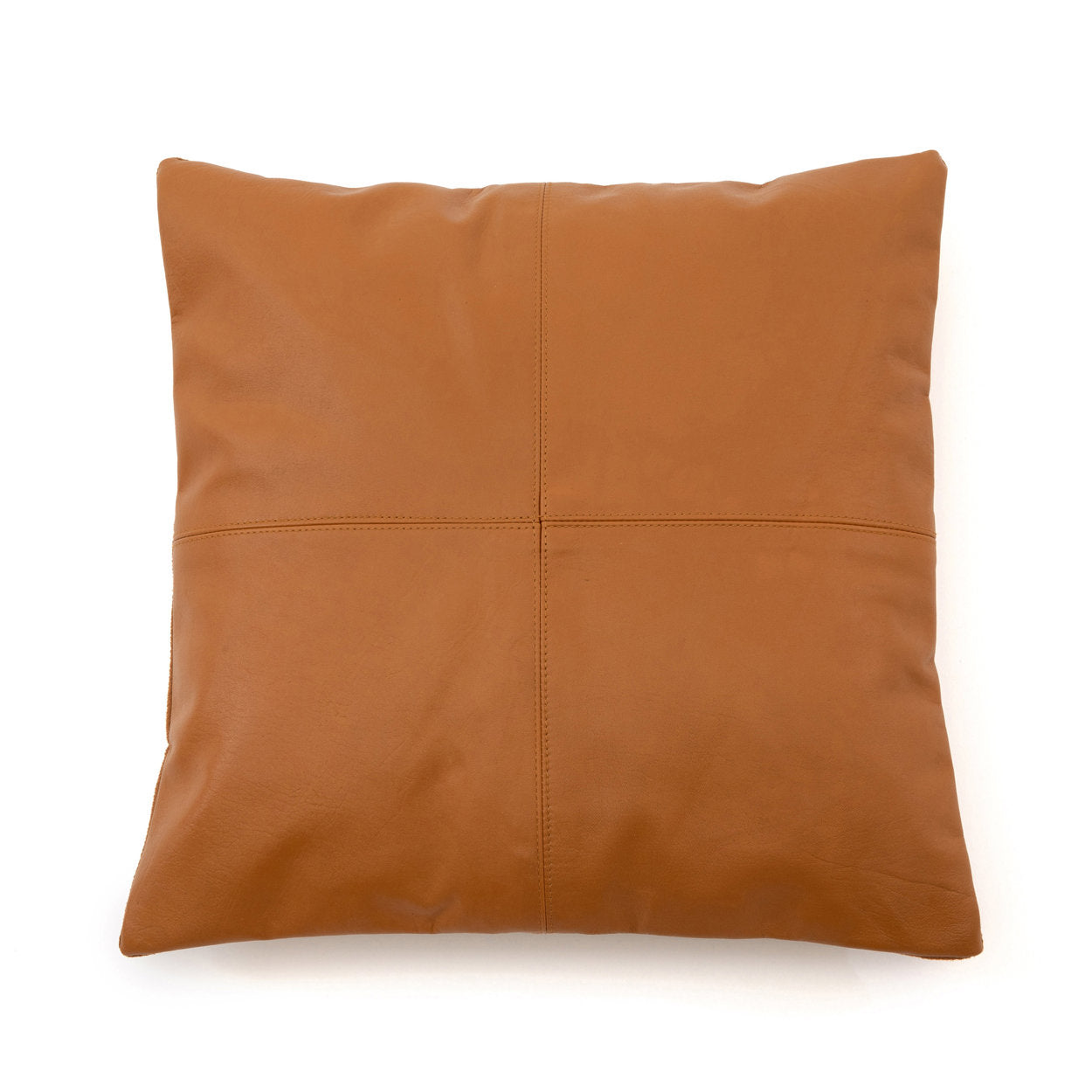 The Four Panel Leather Cushion Cover - Camel - 40x40_40