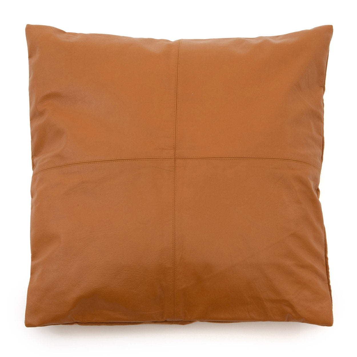The Four Panel Leather Cushion Cover - Camel - 60x60_40