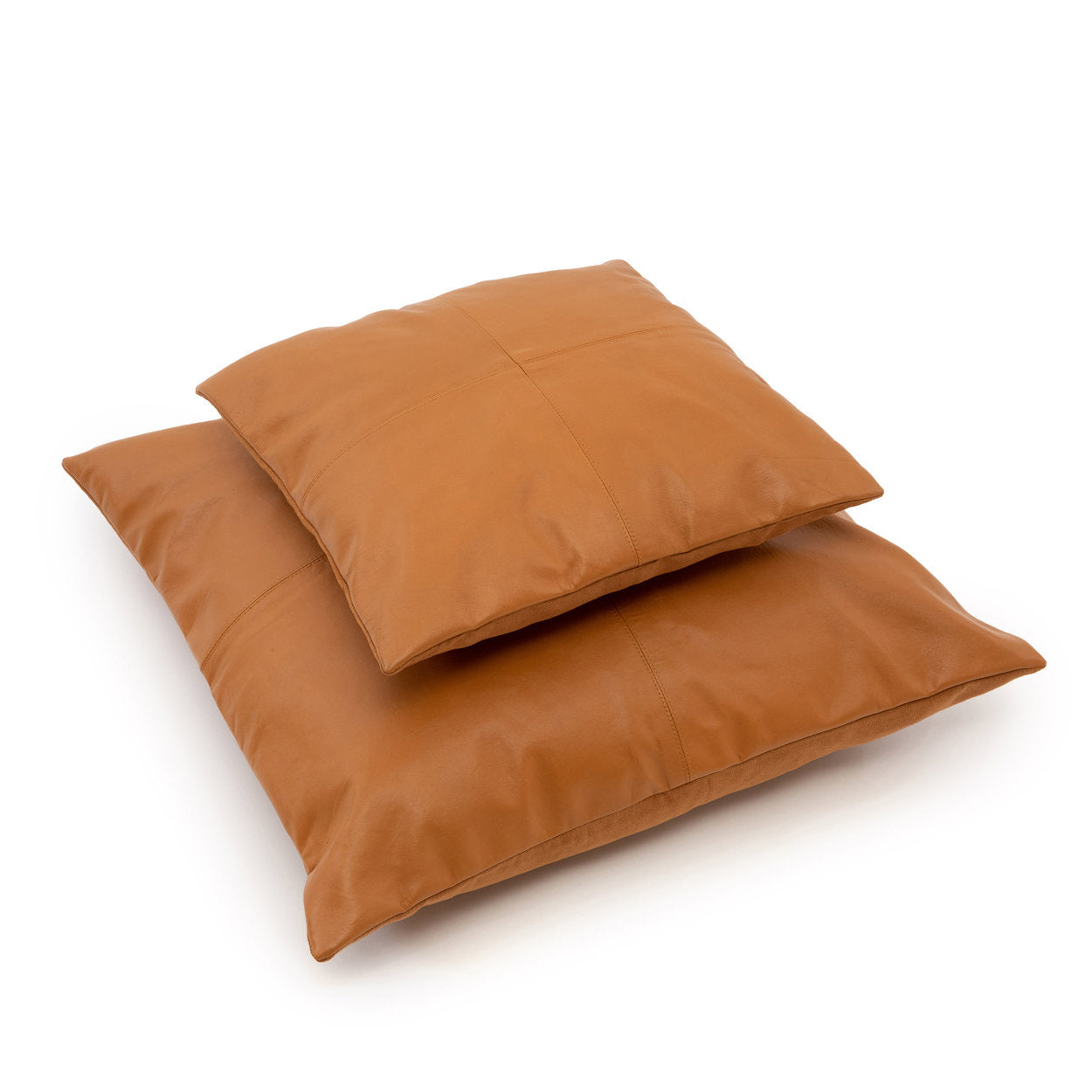 The Four Panel Leather Cushion Cover - Camel - 60x60_40