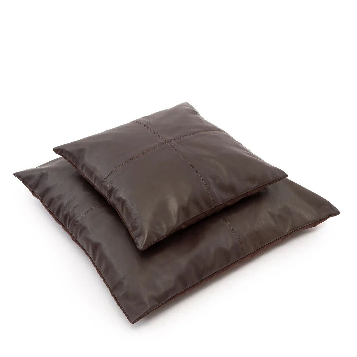 The Four Panel Leather Cushion Cover - Choco - 60x60_40