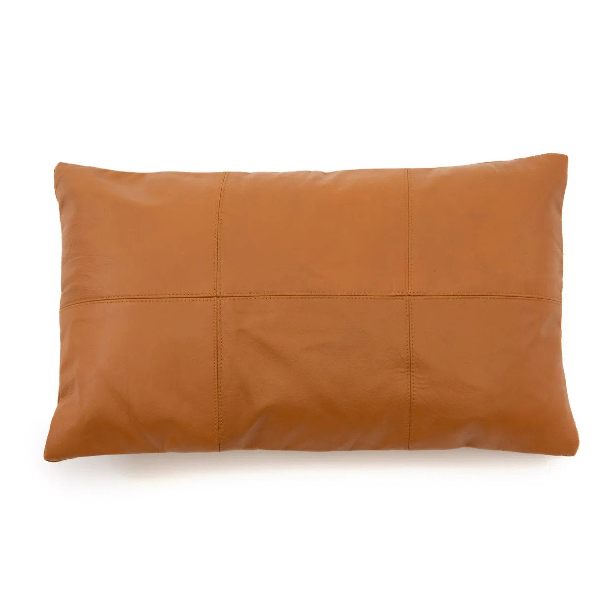 The Six Panel Leather Cushion Cover - Camel - 30x50_40