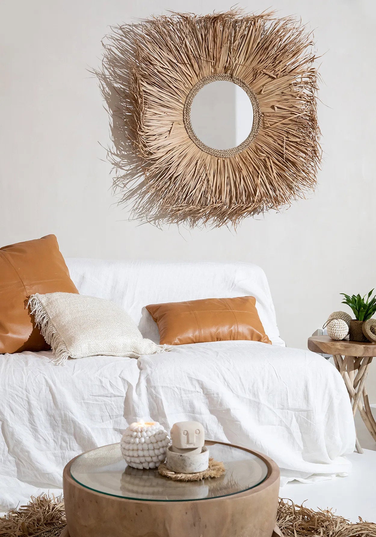 The Six Panel Leather Cushion Cover - Camel - 30x50_40