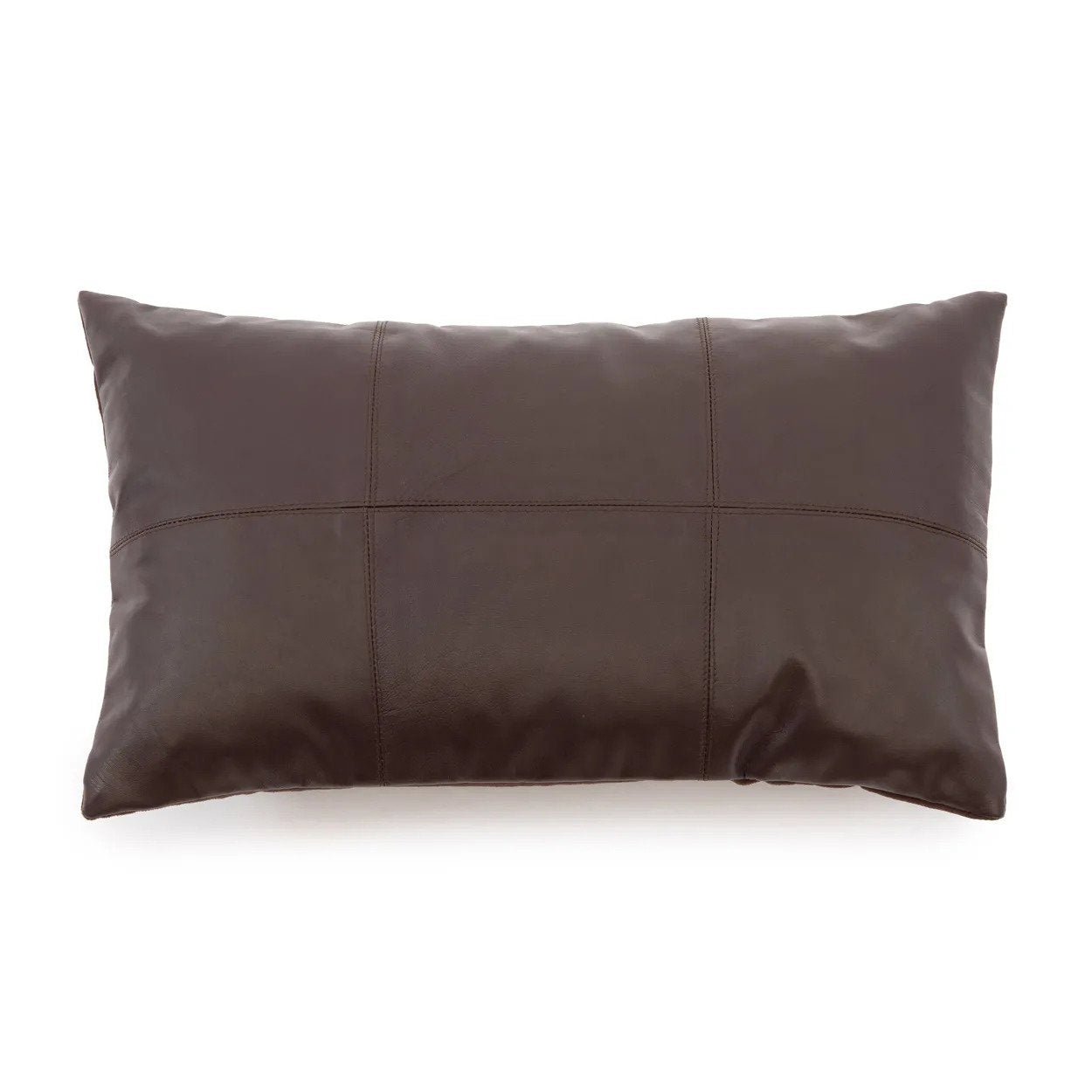 The Six Panel Leather Cushion Cover - Choco - 30x50_40